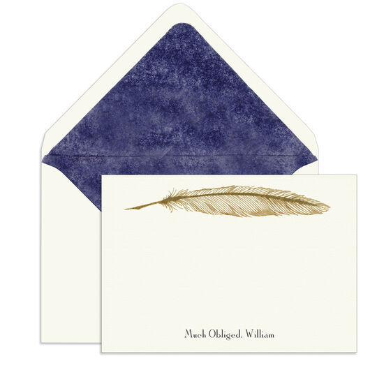 Feather Engraved Motif Flat Note Cards